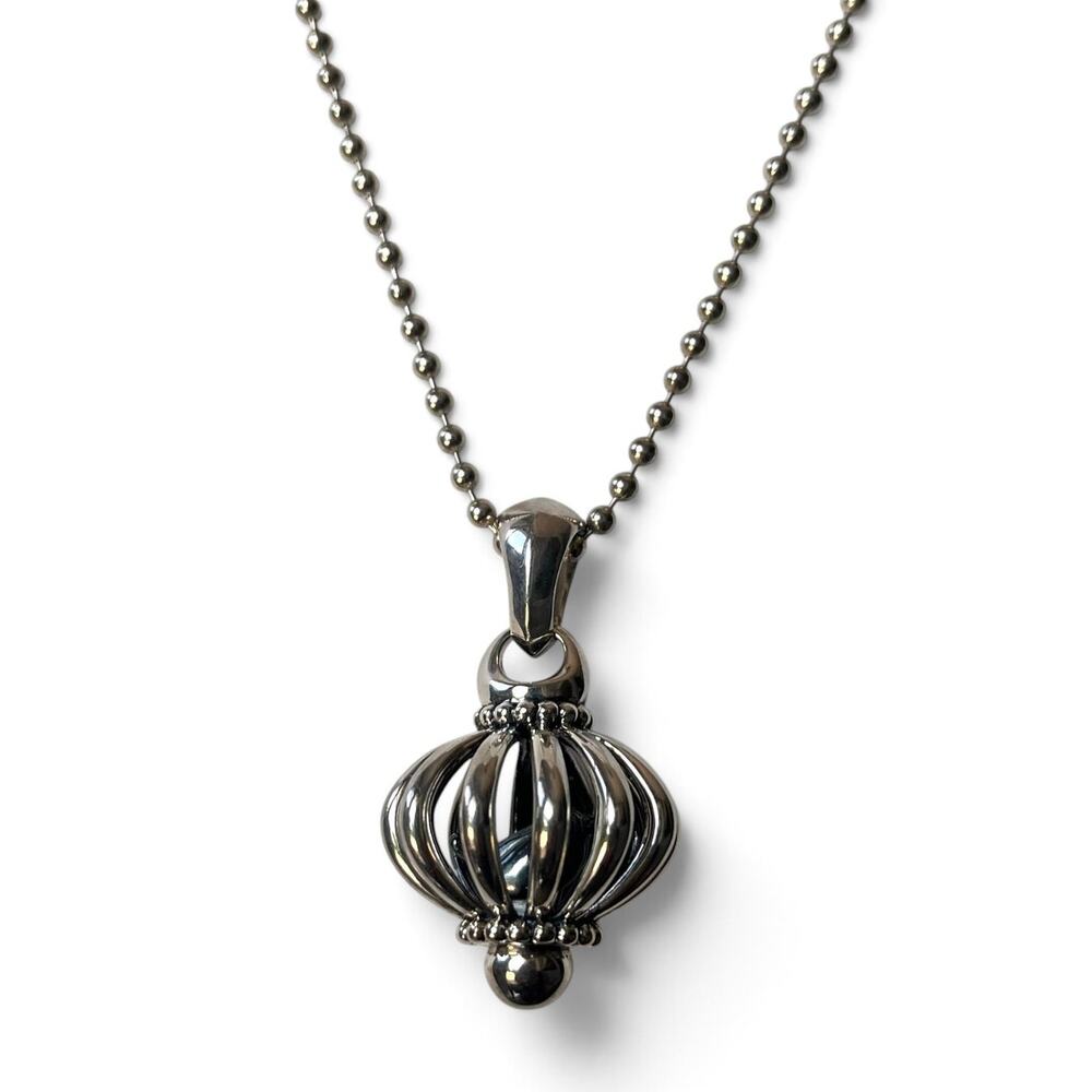 Lagos Birdcage Sterling Silver 925 Pendant on Bead Necklace
